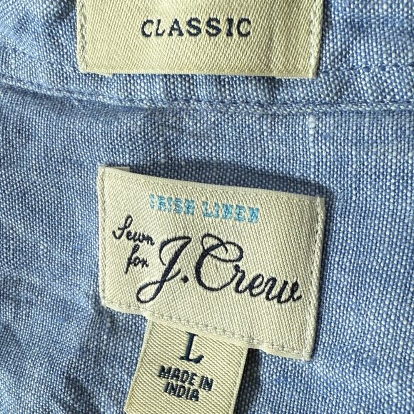J. Crew 100% Baird McNutt Irish Linen Button Up French Blue Size Large - Picture 2 of 7
